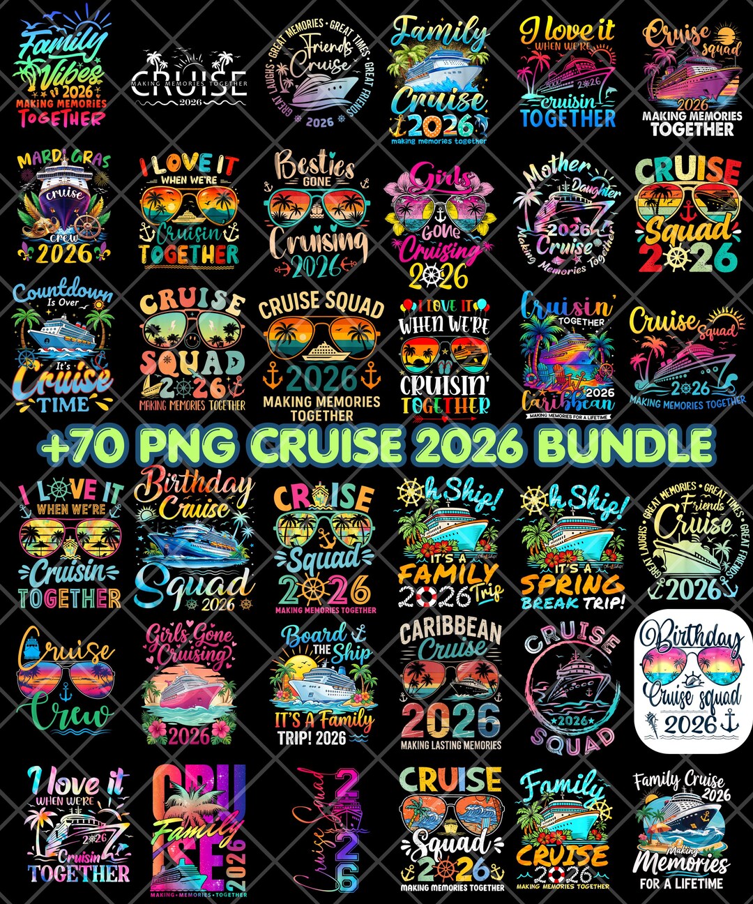 70+ Cruise 2026 PNG Bundle | Family Cruise Trip PNG | Birthday Cruise ...