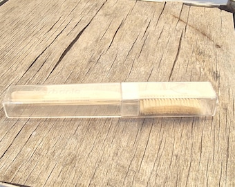 Rare Vintage Samco Toothbrush "Pure Bristle" NOS - 1970s 1980s Deadstock - Ivory Acetate Handle Collectible Toothbrush with Original Case