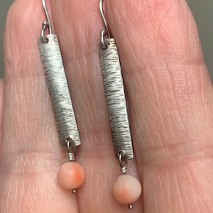 Metalwork Sterling Earrings Vintage Angel Skin Coral Beads