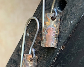 Hand Forged Metalwork Silver Minimalist Earrings Hammer Textured