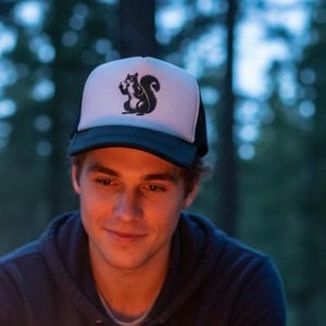 Funny Middle Finger Squirrel Trucker Hat – Rude Black & White Snapback Cap