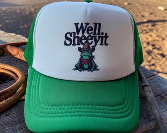 Cappello da camionista divertente con rana - Cappello a rete da cowboy country con rana