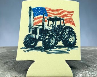 Portabevande termico con bandiera americana e trattore patriottico - Portabevande da 355 ml