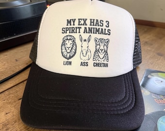 Il mio ex ha 3 animali totemici Cappellino da camionista - Leone Culo Ghepardo Divertente Regalo di divorzio