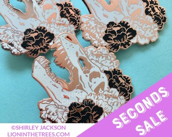 SECONDS SALE - Tyrannosaurus Rex Skull Floral Enamel Pin