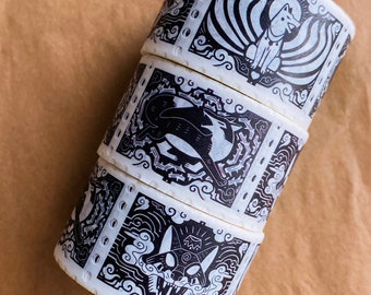 Fox Fables Stamp Washi Tape - Black & White Stationery