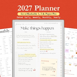 Digitale planner 2027 voor Remarkable Paper Pro (dagelijks, wekelijks, maandelijks) Minimalistische sjablonen PDF met hyperlinks afbeelding 1
