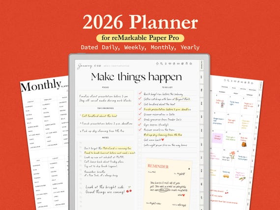 Digital Planner 2027 for Remarkable Paper Pro (Daily, Weekly, Monthly) Minimalist Templates Hyperlinked PDF
