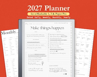 Digitaler Planer 2027 für reMarkable 2 und reMarkable Paper Pro, Jahresplaner, reMarkable-Kalender, minimalistische PDF-Vorlagen, Papier-Tablet