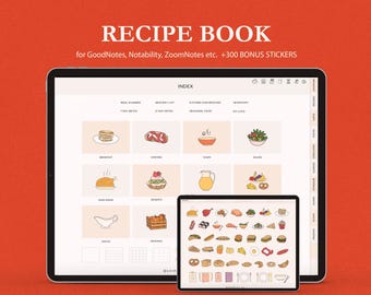 Digitales Rezeptbuch für GoodNotes: Weekly Meal Planner, Digitales Kochbuch