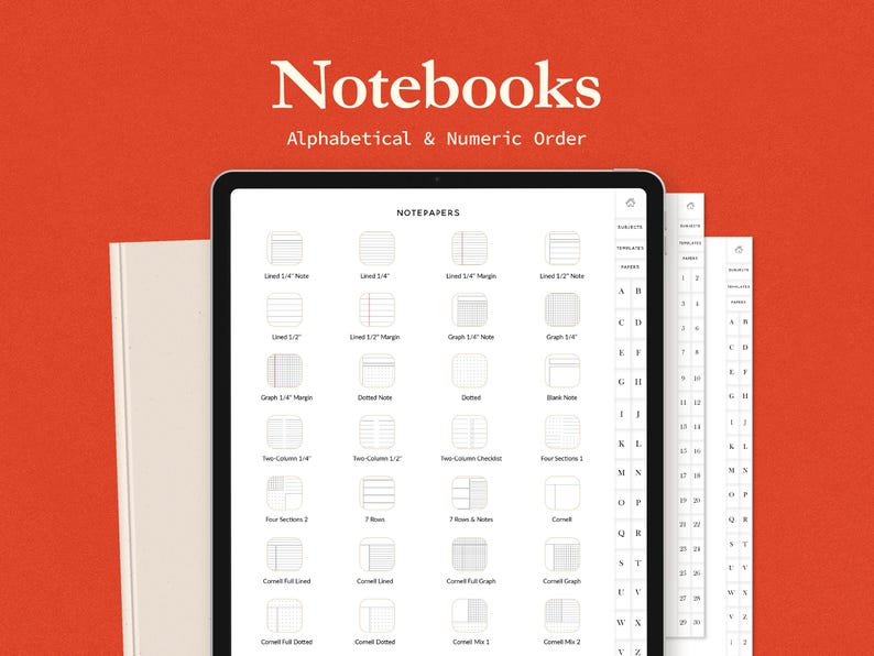 GoodNotes digital notebook for iPad in a portrait minimalist layout, designed for note-taking, study notes, planning, and custom notebook organization.