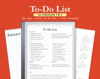 reMarkable Daily To Do List Planer, verknüpftes PDF für reMarkable 1 & 2