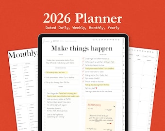 2026 Digitaler Planer: Minimalistisch, wöchentlich, monatlich (iPad GoodNotes)