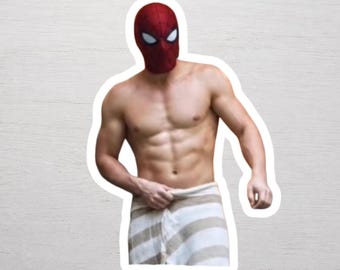 Autocollant Spidey torse nu | Autocollant vinyle humoristique | Autocollant imperméable pour ordinateur portable et bouteille d'eau