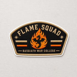 Flame Squad Patch Sticker | Fourth Wing Inspired Dragon Die Cut Decal