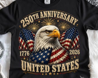 250. rocznica Stanów Zjednoczonych PNG, Patriotyczny Orzeł Ameryki 1776-2026, USA 250 lat Dnia Niepodległości, projekt sublimacji