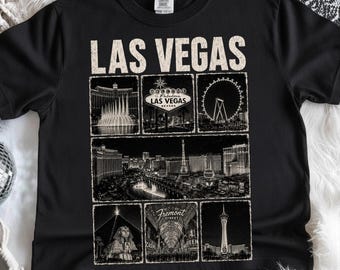 Las Vegas Nevada PNG, Vintage Travel Collage PNG, Pobieranie cyfrowe zabytków Las Vegas, Projekt koszulki pamiątkowej Vegas