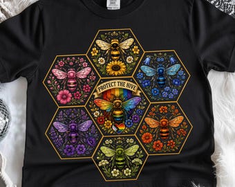 Protect The Hive LGBTQ Bee Png, Pride Bee Graphic, LGBT Equality Design, Rainbow Bee Artwork, Pride Month PNG, Digital Download