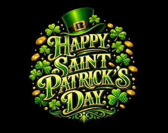 Saint Patrick's Day PNG | Shamrock Leprechaun Hat Design Instant Download