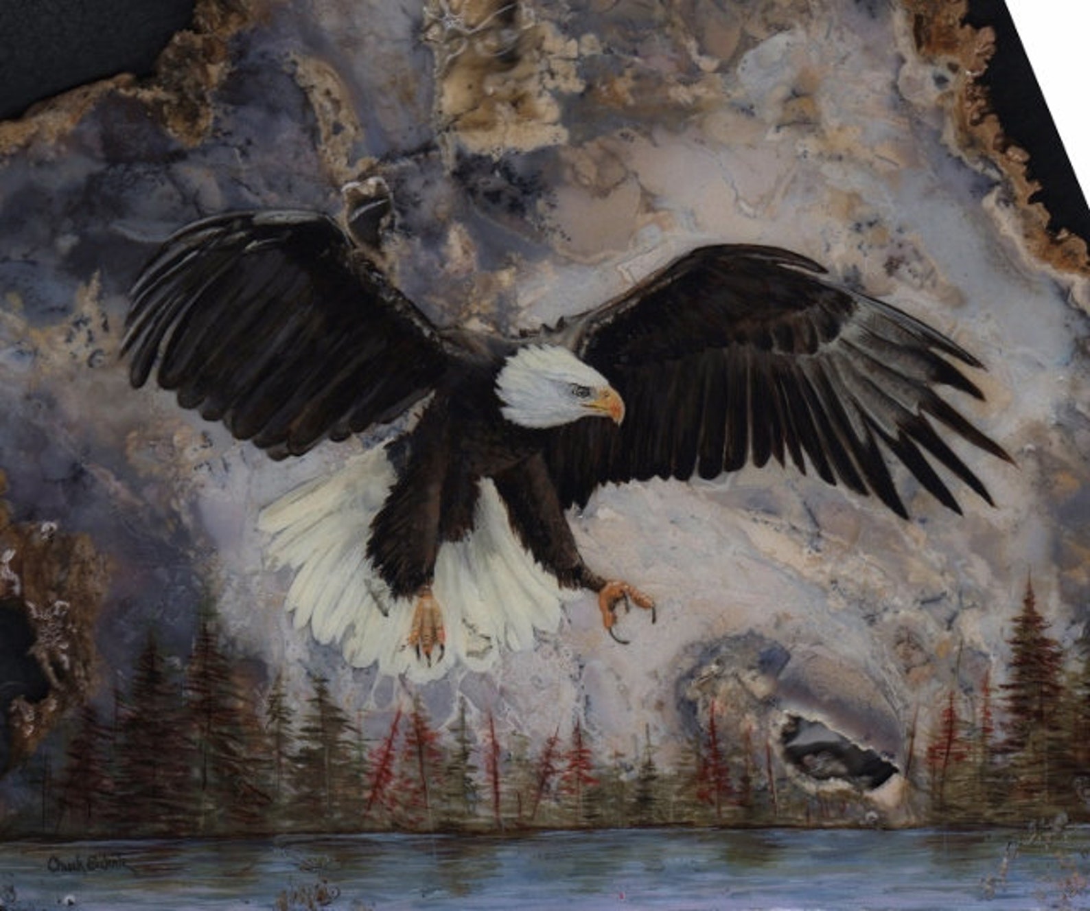 Bald Eagle Oil Painting on Stone Wildlife Art collectible | Etsy