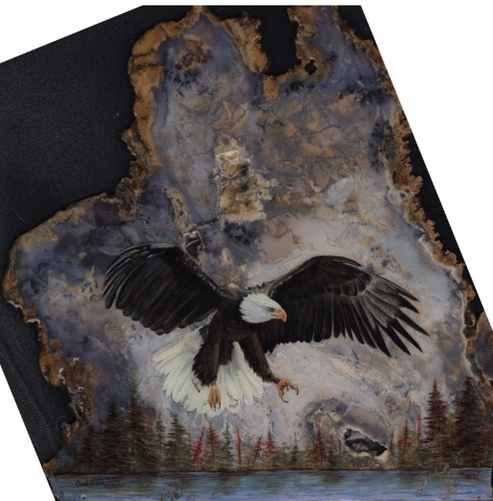 Bald Eagle Oil Painting on Stone Wildlife Art collectible | Etsy