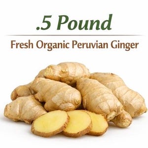 Organic Peruvian Ginger Root – Fresh Whole Rhizome for Tea, Cooking (0.5 lb)