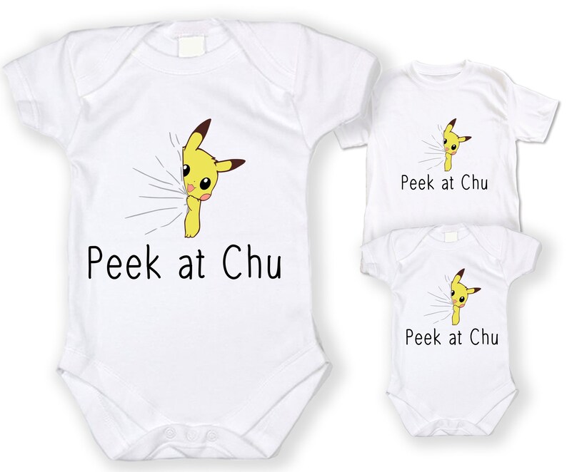 Pikachu Peek At Chu Onesie T Shirt Screen Printed Etsy