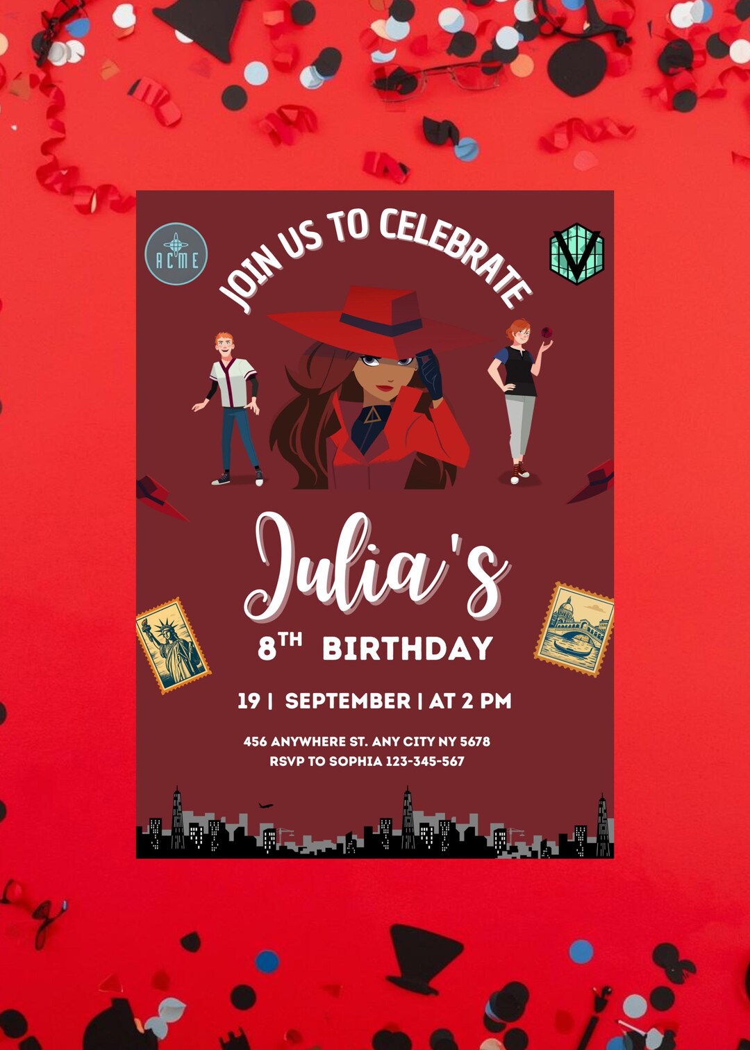Carmen Sandiego Birthday Invitation Template| Spy Detective Party ...