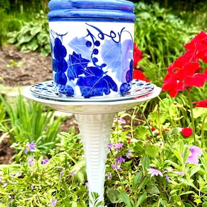 Garden TOTEM and Garden STATUE Made with Recycled Glassware by GlassBlooms on Etsy