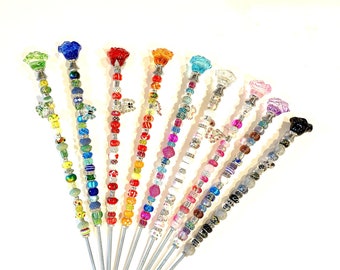 Garden Plant Stake, 13" Garden Decor, Plant Stake,  Fairy Wand, Beaded Fairy Garden Stake