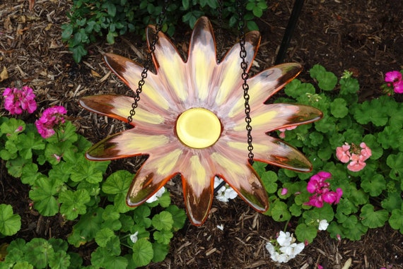 Orange Hanging Bird Feeder Bird Bath Recycled Glass Bird Etsy