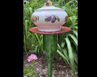 Garden TOTEM Made with Recycled Glassware by GlassBlooms on Etsy