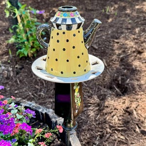 Garden TOTEM Made with Recycled Glassware by GlassBlooms on Etsy