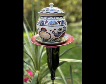 Garden TOTEM Made with Recycled Glassware by GlassBlooms on Etsy