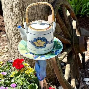 Garden TOTEM Made with Recycled Glassware by GlassBlooms on Etsy