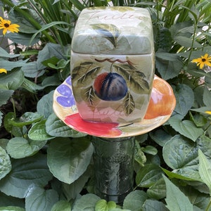Garden TOTEM Made with Recycled Glassware by GlassBlooms on Etsy