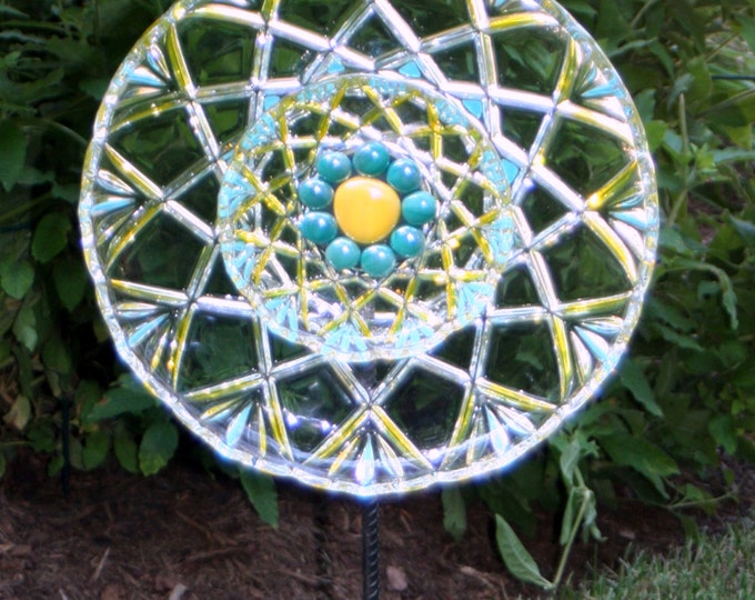 Glass Plate Garden Art Yard Art Sun Catcher on Etsy Etsy