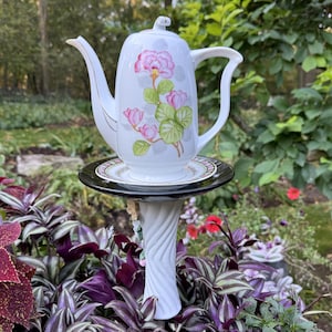 Garden TOTEM and Garden STATUE Made with Recycled Glassware by GlassBlooms on Etsy