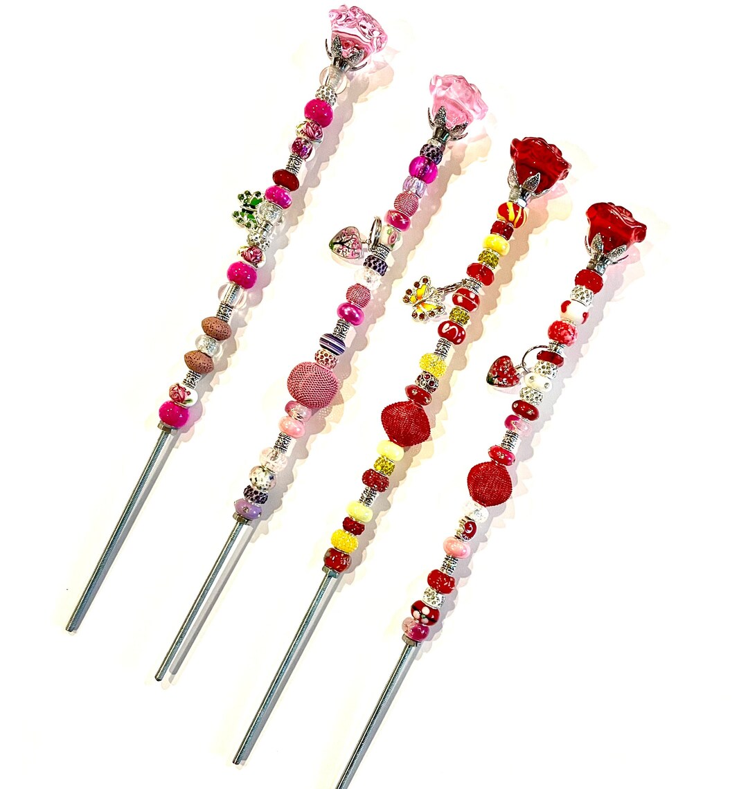 Fairy Garden Stake 13 , Garden Plant Stake, Fairy Wand, Beaded Fairy