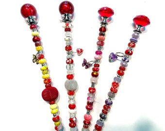 Fairy Garden Stake 13" , Garden Plant Stake, Fairy Wand, Beaded Fairy Garden Stake