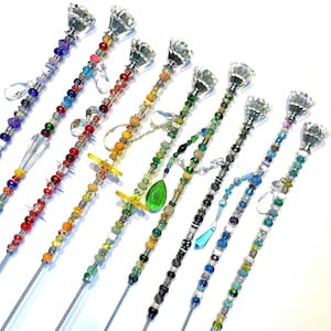 Garden Stake 20&quot; with chandelier crystal , Fairy Garden Wand