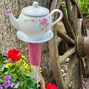 Garden TOTEM Made with Recycled Glassware by GlassBlooms on Etsy