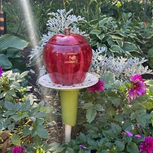 Garden TOTEM and Garden STATUE Made with Recycled Glassware by GlassBlooms on Etsy