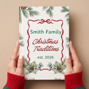 Journal - Personalized Hardcover Holiday Memory Book for Families, Christmas Family Traditions. Gift for holiday season