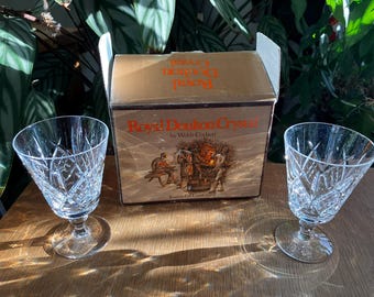 Pair of Royal Doulton crystal glasses - boxed