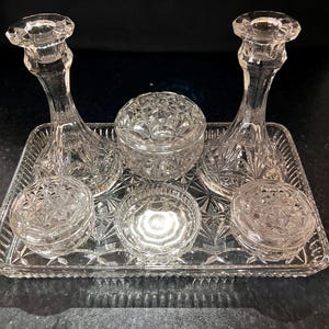 Antique Glass Dressing Table Set - Etsy UK