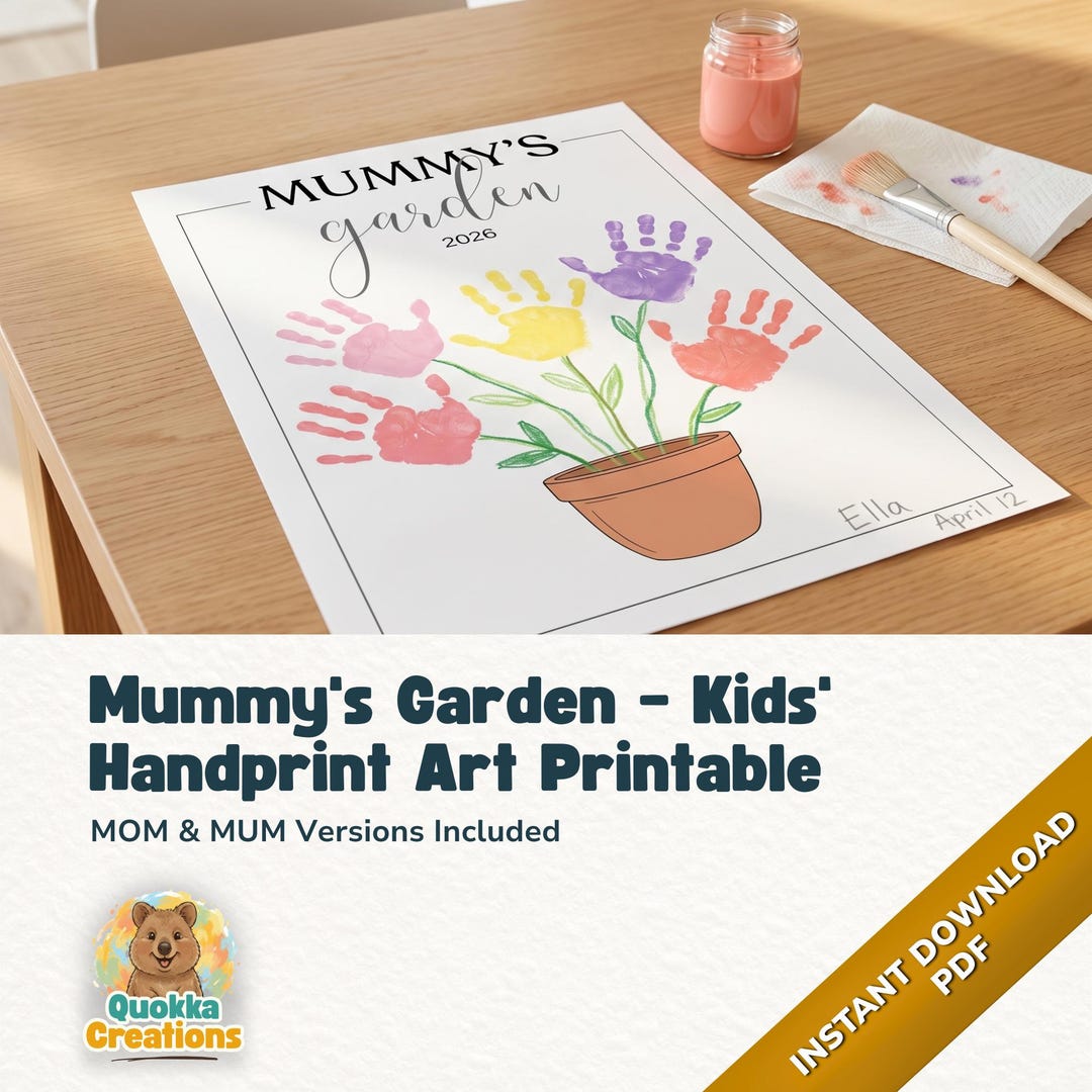 Mothers Day Handprint Art Printable | Kids Flower Craft Gift for Mum ...