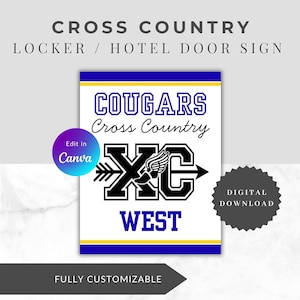 Cross Country Locker Hotel Door Sign | Customizable Team Name Canva Template (Digital Download)