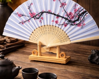 Ventaglio pieghevole giapponese Sakura – Ventaglio con fiori di ciliegio, regalo giapponese per donna, decorazione zen, elegante accessorio estivo