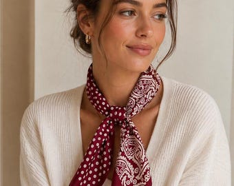 Sciarpa di seta da donna, foulard per capelli, bandana, sciarpa quadrata in raso, foulard da collo, foulard da borsa, stile chic parigino, regalo per lei
